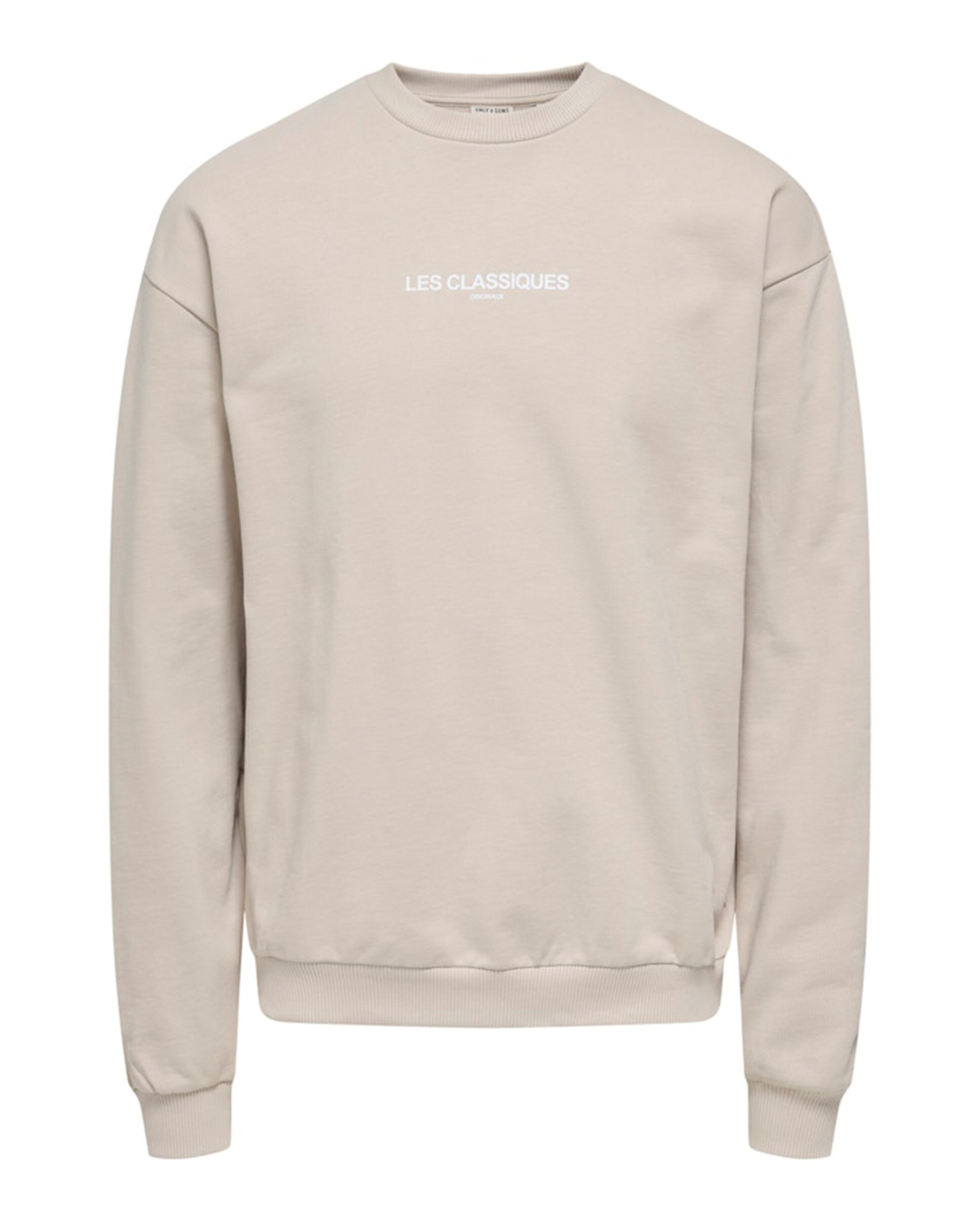 Sweatshirt Loose Fit com Inscrições Bege-1