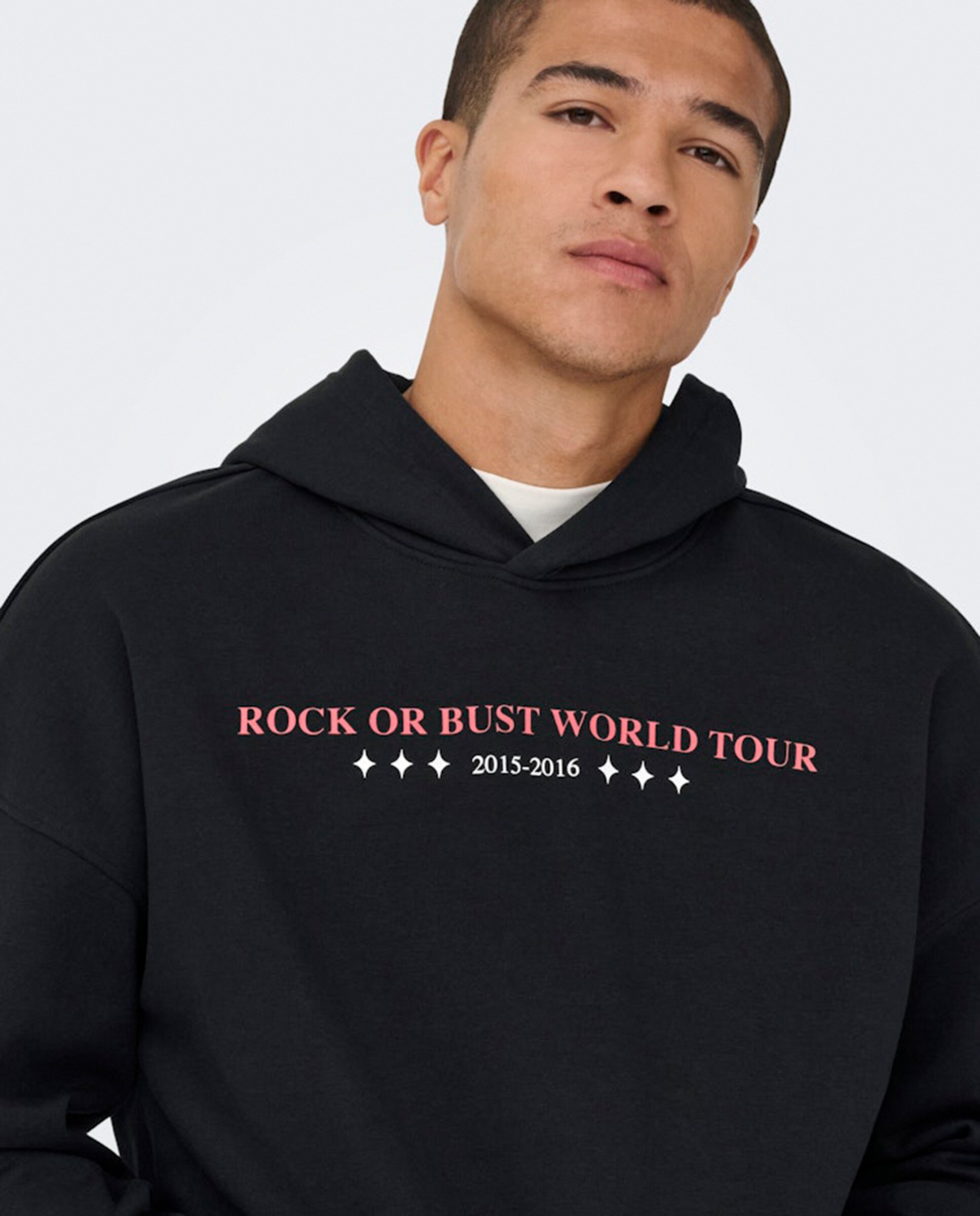 Sweatshirt Relaxed Fit com Capuz e Estampado ACDC Preto-3