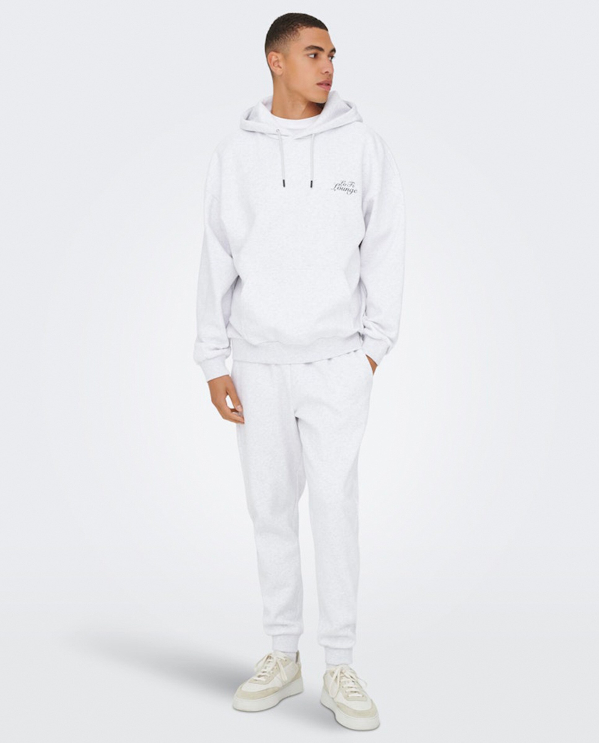 Sweatshirt Oversize Fit com Capuz Cinzento-claro-7