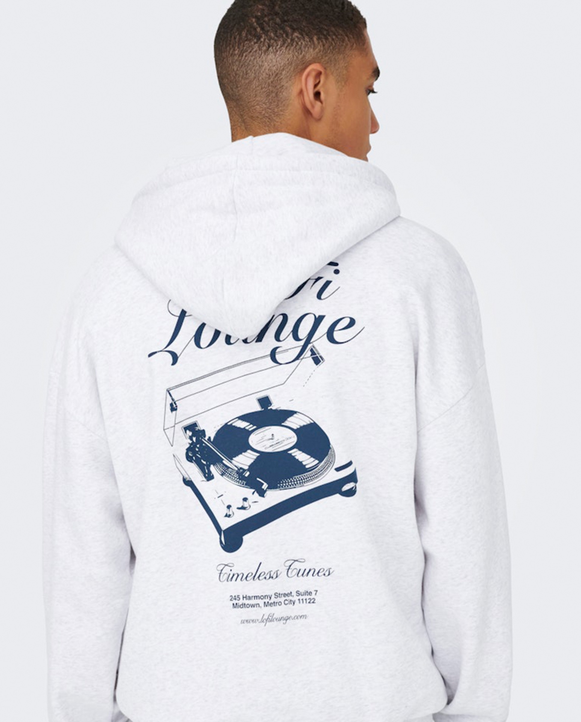 Sweatshirt Oversize Fit com Capuz Cinzento-claro-4