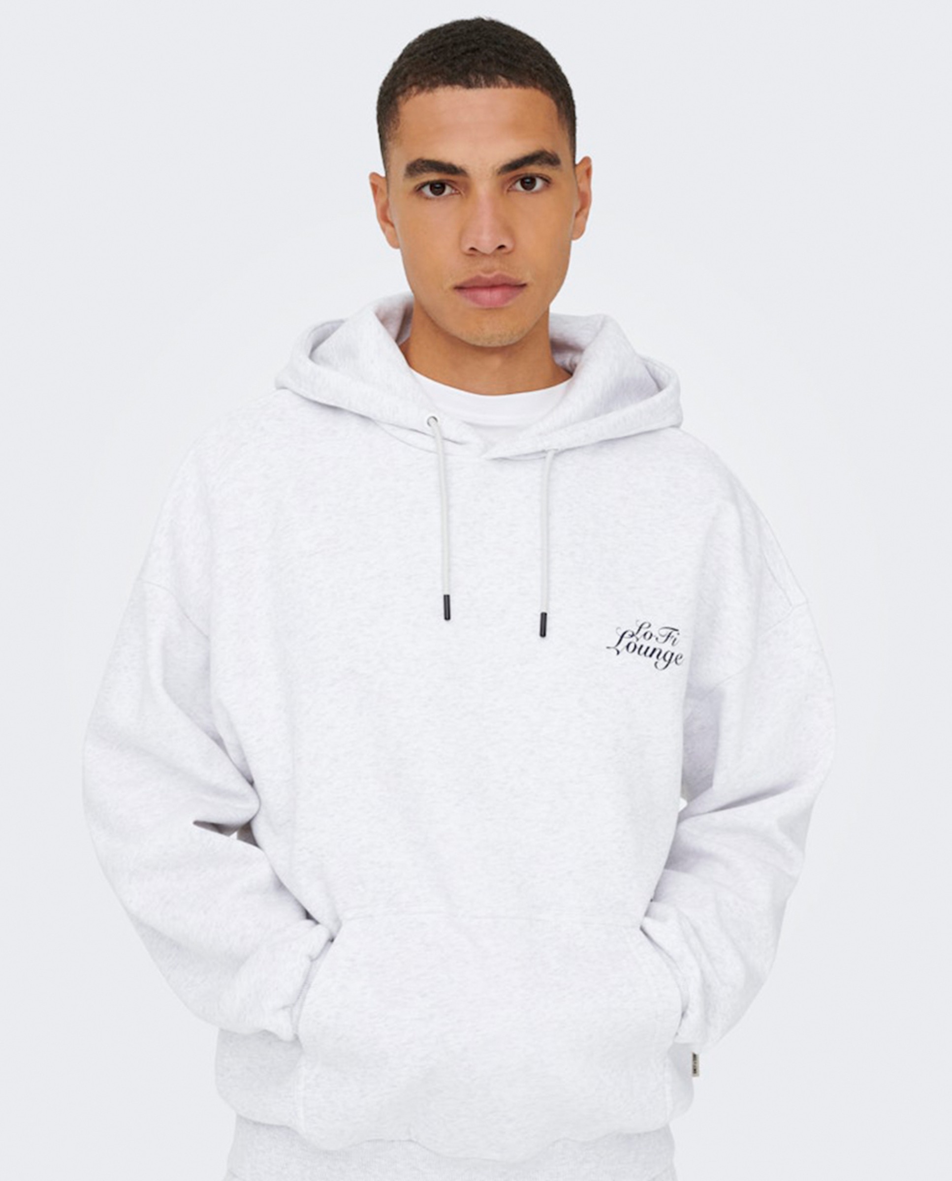 Sweatshirt Oversize Fit com Capuz Cinzento-claro-3