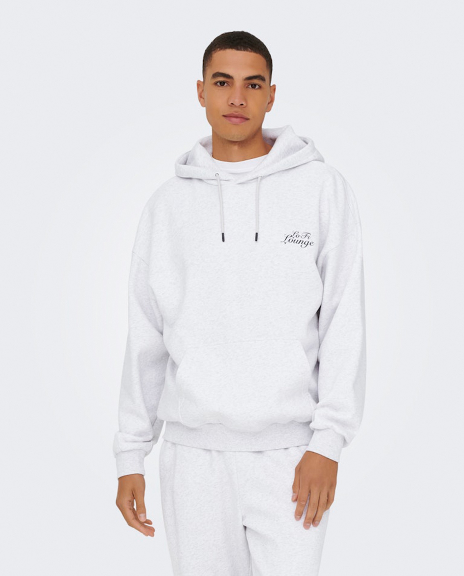 Sweatshirt Oversize Fit com Capuz Cinzento-claro-1