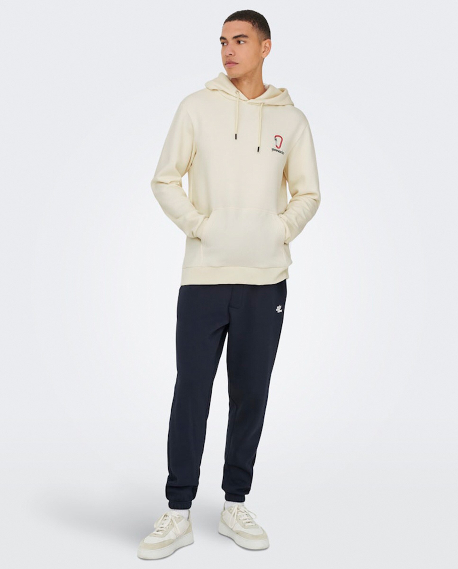 Sweatshirt regular fit com capuz Creme-7