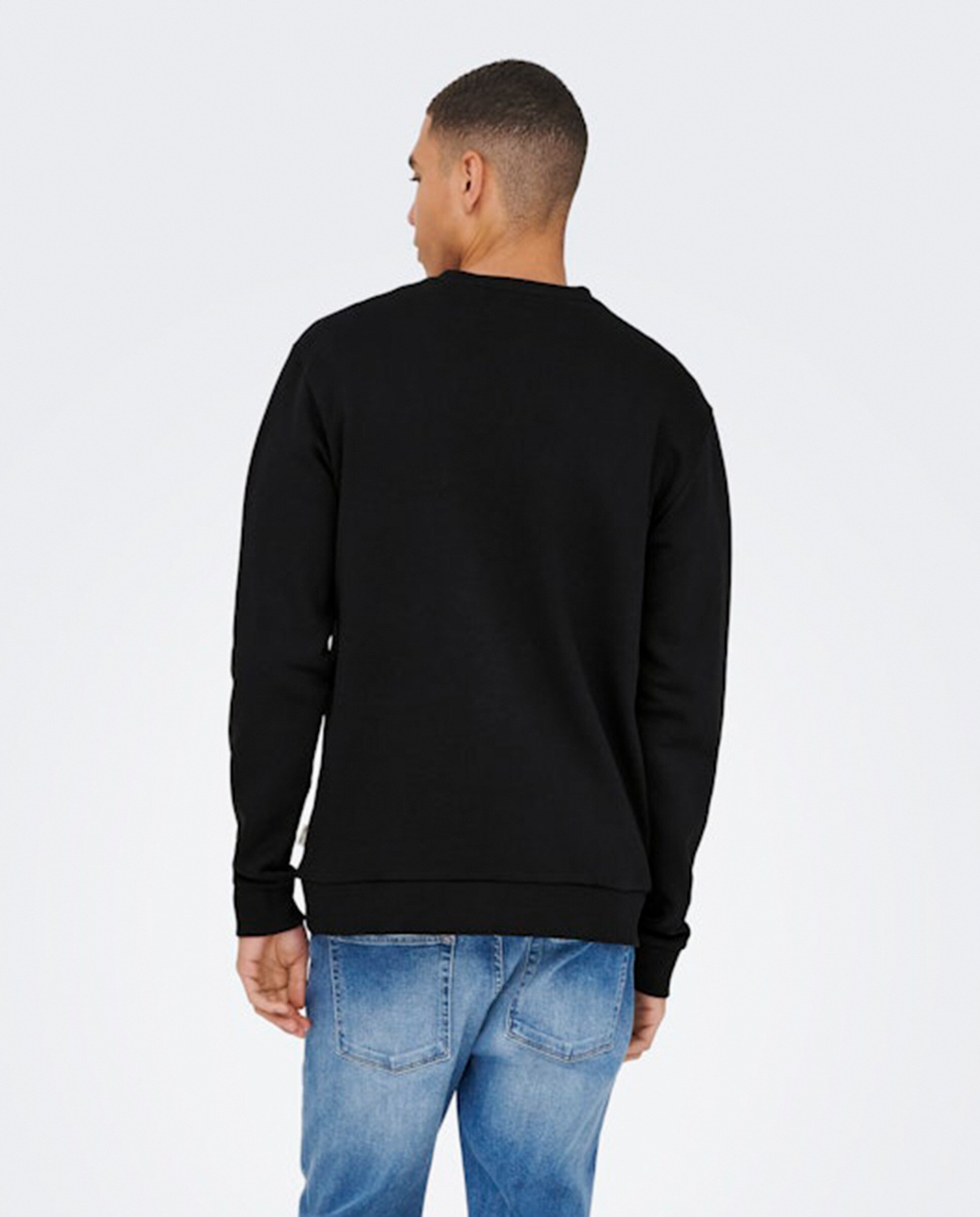 Sweatshirt Regular Fit com Decote Redondo Preto-2