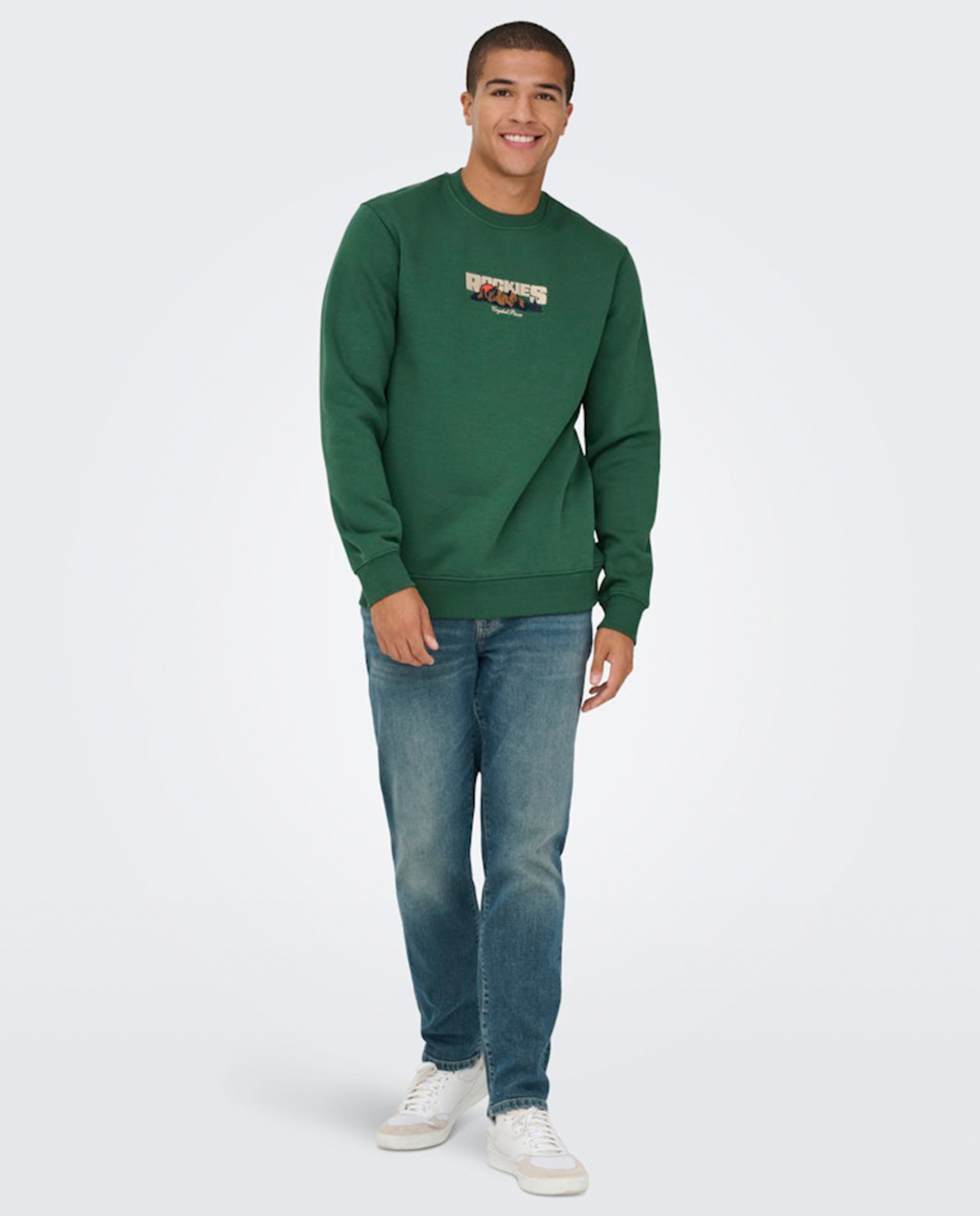 Sweatshirt Regular Fit com Decote Redondo Verde-7