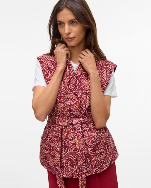 Imagen 0 de Chaleco estampado de mujer con cinturon