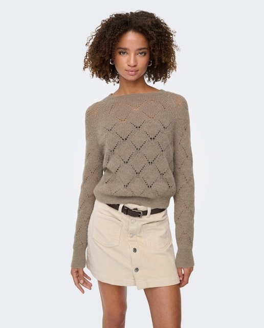 Imagem 0 de Camisola de malha de mulher com manga comprida e decote redondo