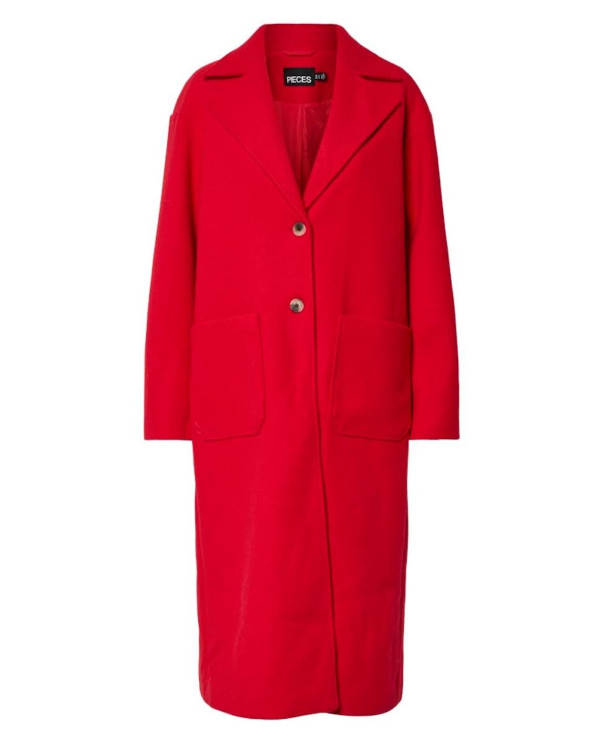 Sobretudo Comprido de Pano Liso Vermelho-7