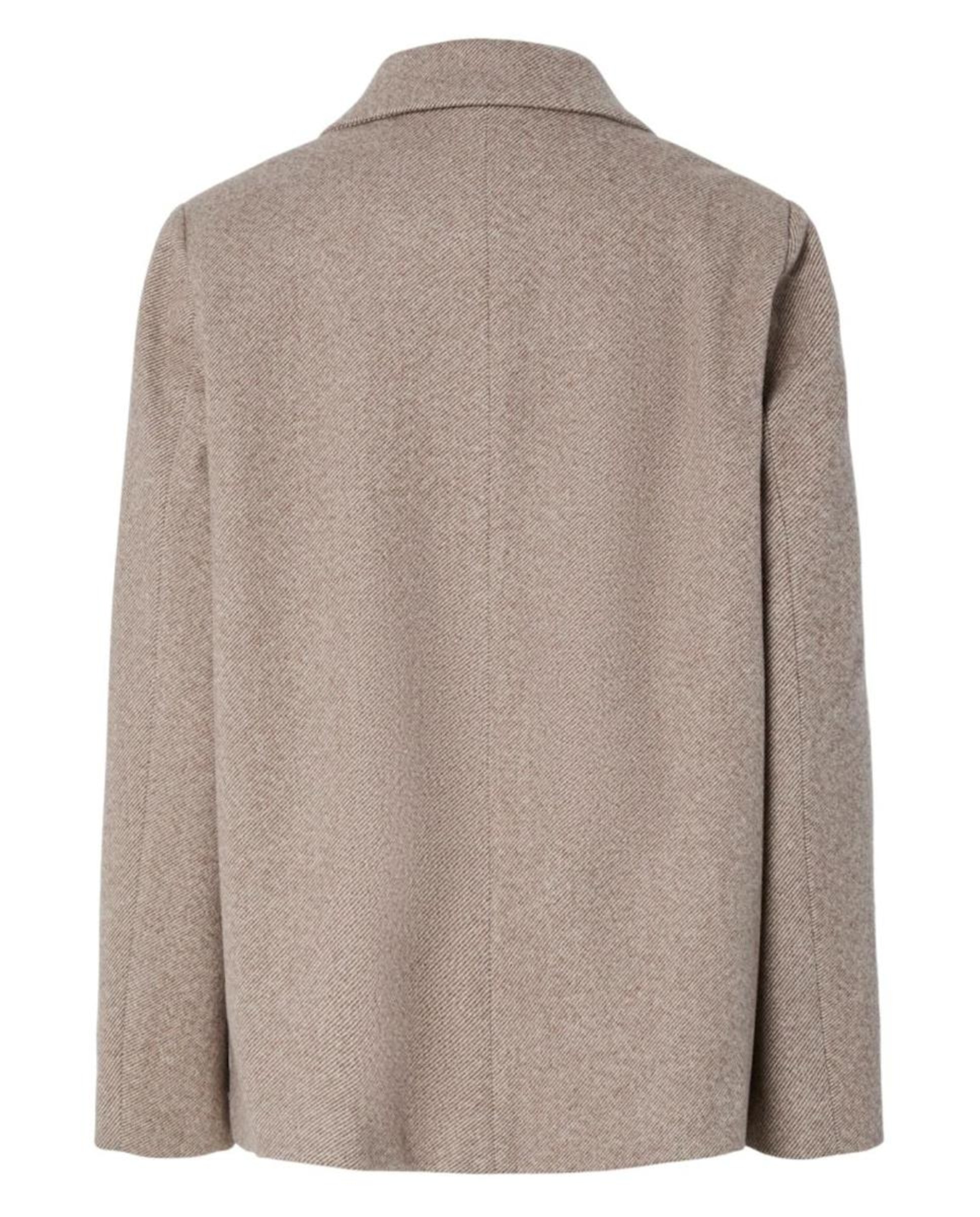 Sobretudo de Pano Cruzado com Botões Castanho-claro-6