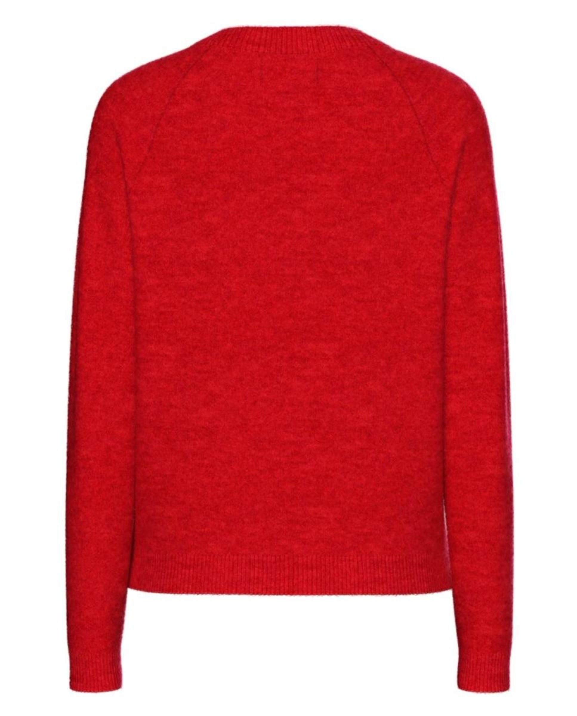 Camisola de malha de mulher com decote redondo Vermelho-7