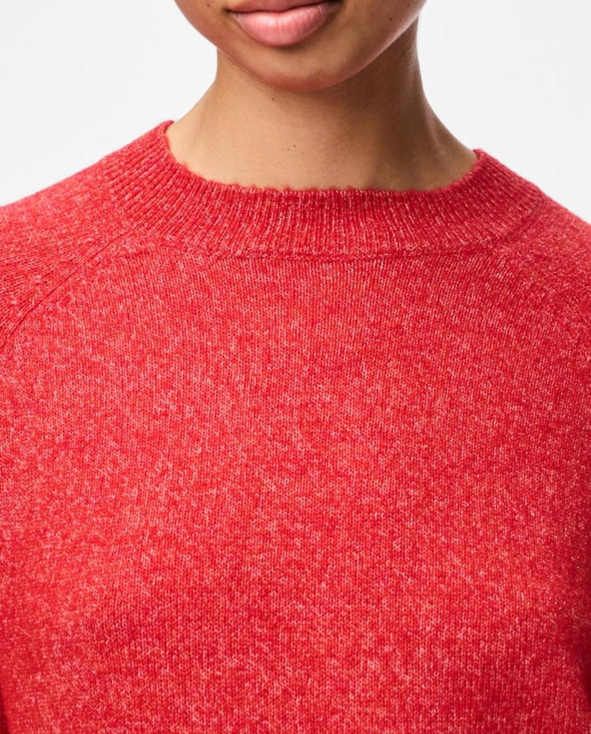 Camisola de malha de mulher com decote redondo Vermelho-5