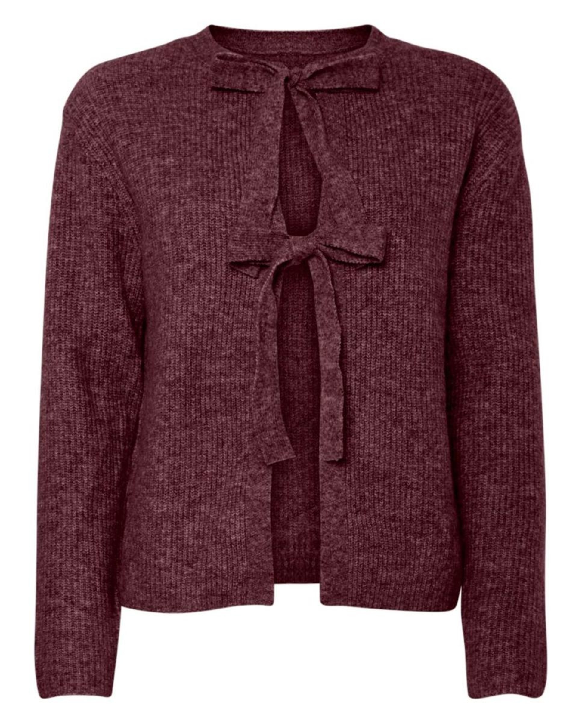 Cardigan de Malha Reversível com Detalhe de Laços Bordeaux-5
