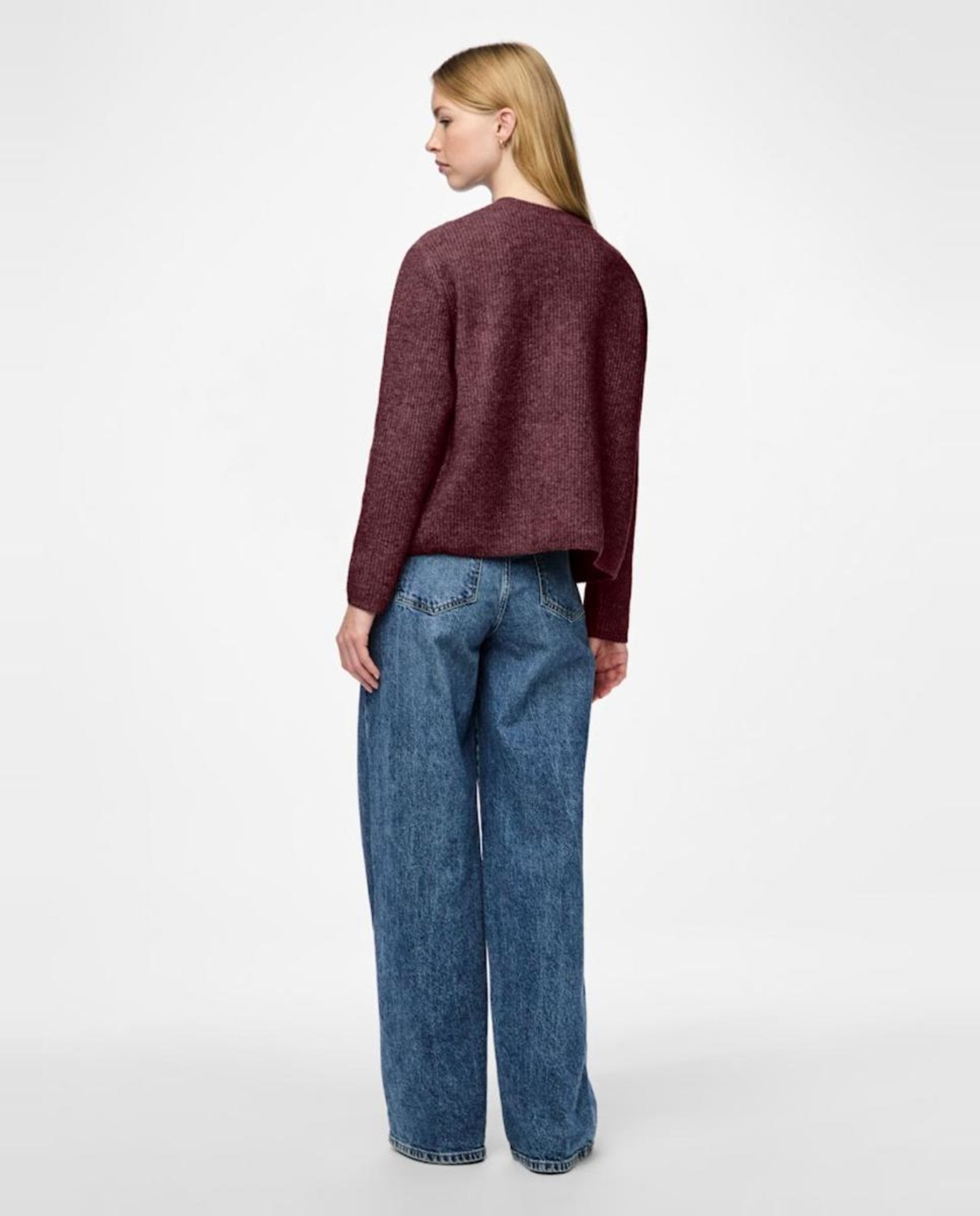 Cardigan de Malha Reversível com Detalhe de Laços Bordeaux-3