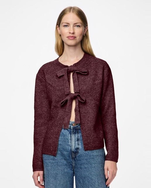 Imagen 0 de Cárdigan de punto de mujer reversible con detalle de lazos