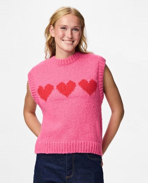 Imagen 0 de Chaleco de punto de mujer con cuello redondo y estampado frontal