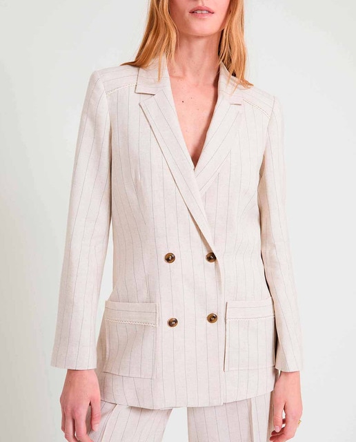 Imagen 0 de Blazer de mujer raya diplomática y doble botonadura