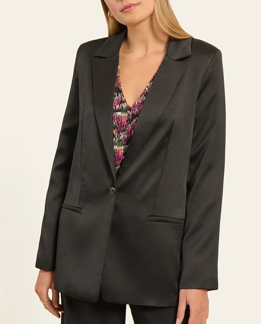 Imagen 0 de Blazer de mujer tejido satinado y cuello solapa