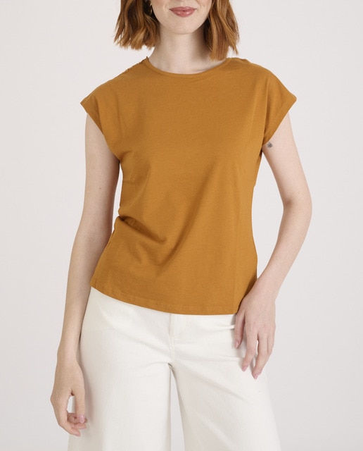 Imagen 0 de Camiseta de mujer manga caída y detalle de encajes