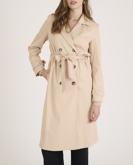 Imagen 0 de Gabardina de mujer doble botonadura y corte largo