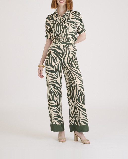 Imagen 0 de Pantalón de mujer tejido satén y estampado de cebra