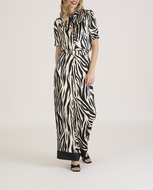 Imagen 0 de Pantalón de mujer tejido satén y estampado de cebra