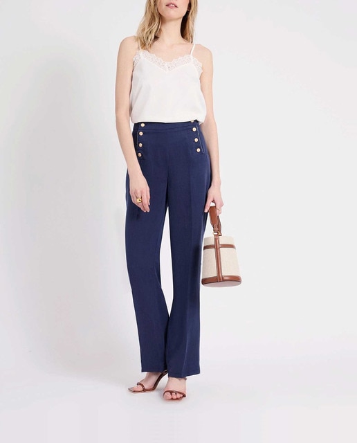 Imagen 0 de Pantalón de mujer corte ancho y botones decorativos