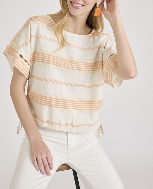 Imagen 0 de Camisa de mujer estampado de rayas y manga corta