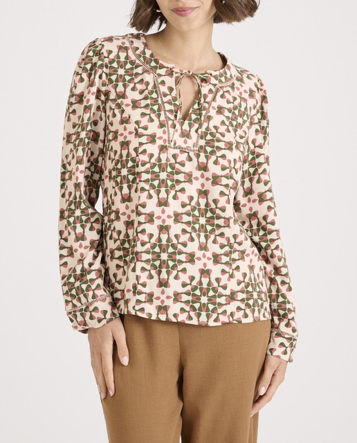 Imagen 0 de Blusa de mujer cuello mao con lazo y manga larga