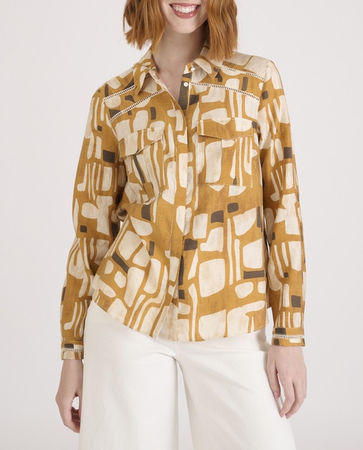 Imagen 0 de Camisa de mujer manga larga y cuello camisa