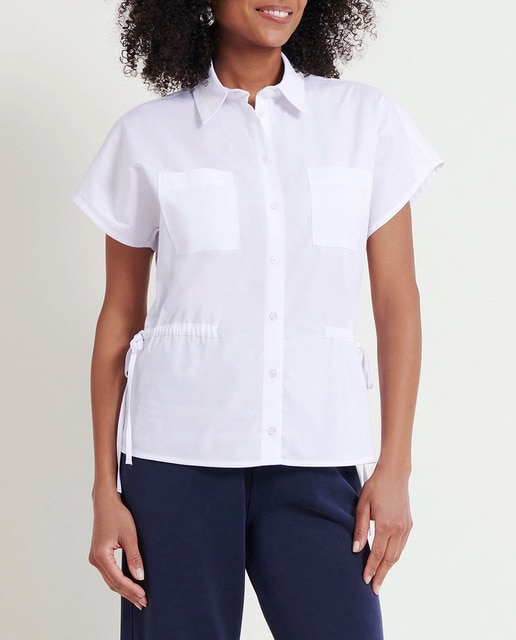 Imagen 0 de Blusa de mujer manga corta y cuello camisero