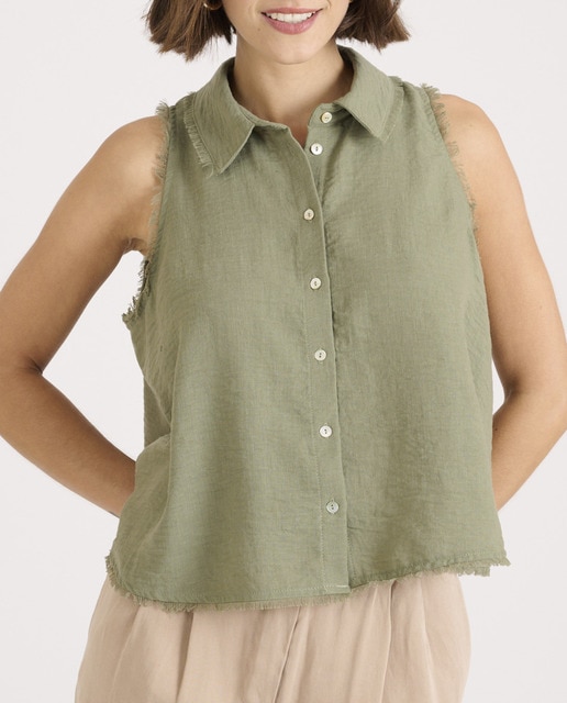 Imagen 0 de Camisa de mujer sin mangas y forma evasé