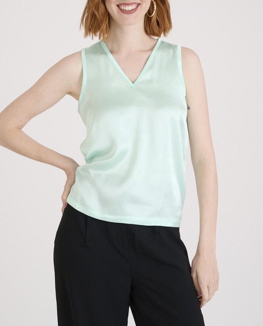 Imagen 0 de Top de mujer escote pico y tejido satinado