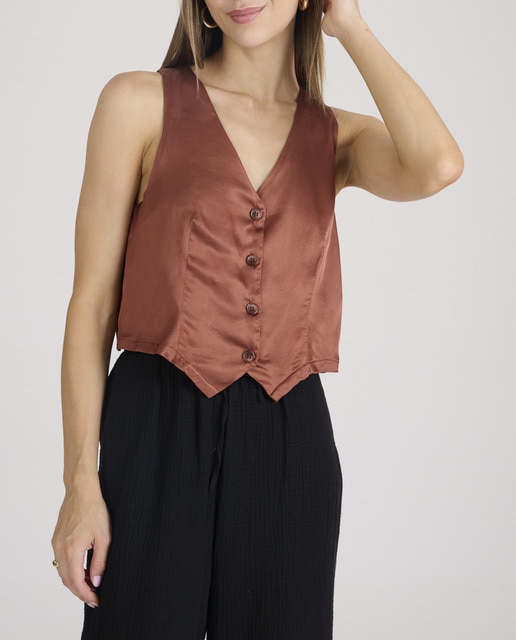 Imagen 0 de Chaleco de mujer corto y tejido satinado