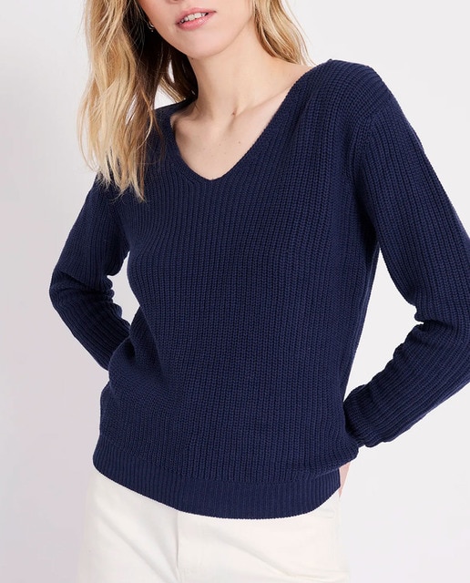 Imagen 0 de Jersey de mujer corte recto y cuello pico