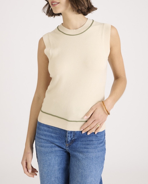 Imagen 0 de Jersey de mujer sin mangas y con ribetes