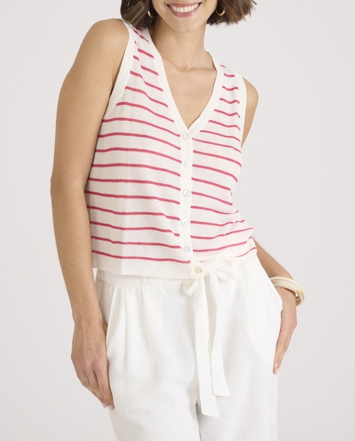 Imagen 0 de Cárdigan de mujer sin mangas y rayas marineras