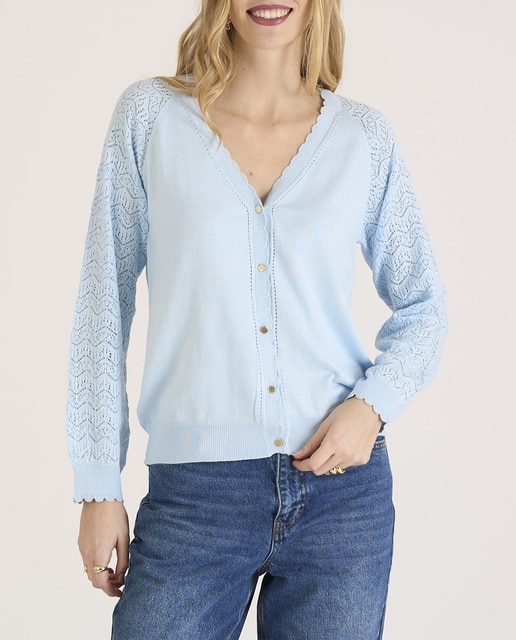 Imagen 0 de Cárdigan de mujer cierre con botones y calados en las mangas