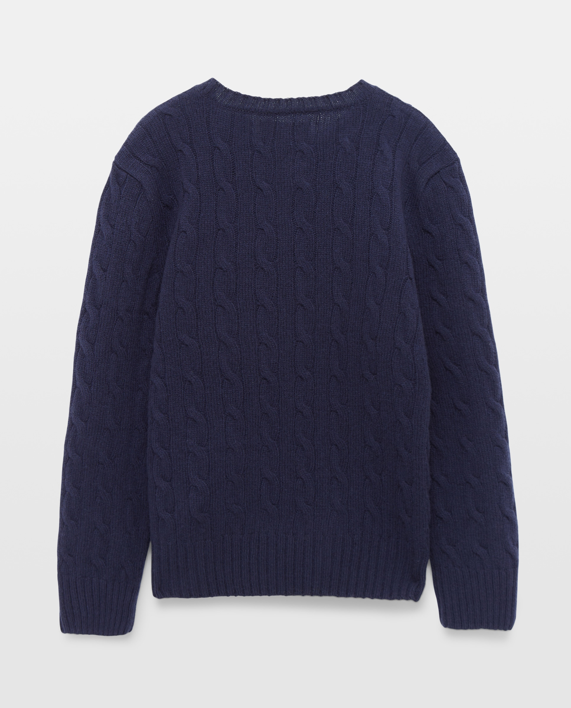 Camisola de Malha Unissexo em Mistura de Lã e Caxemira em Malha do Cabo Azul-marinho-2