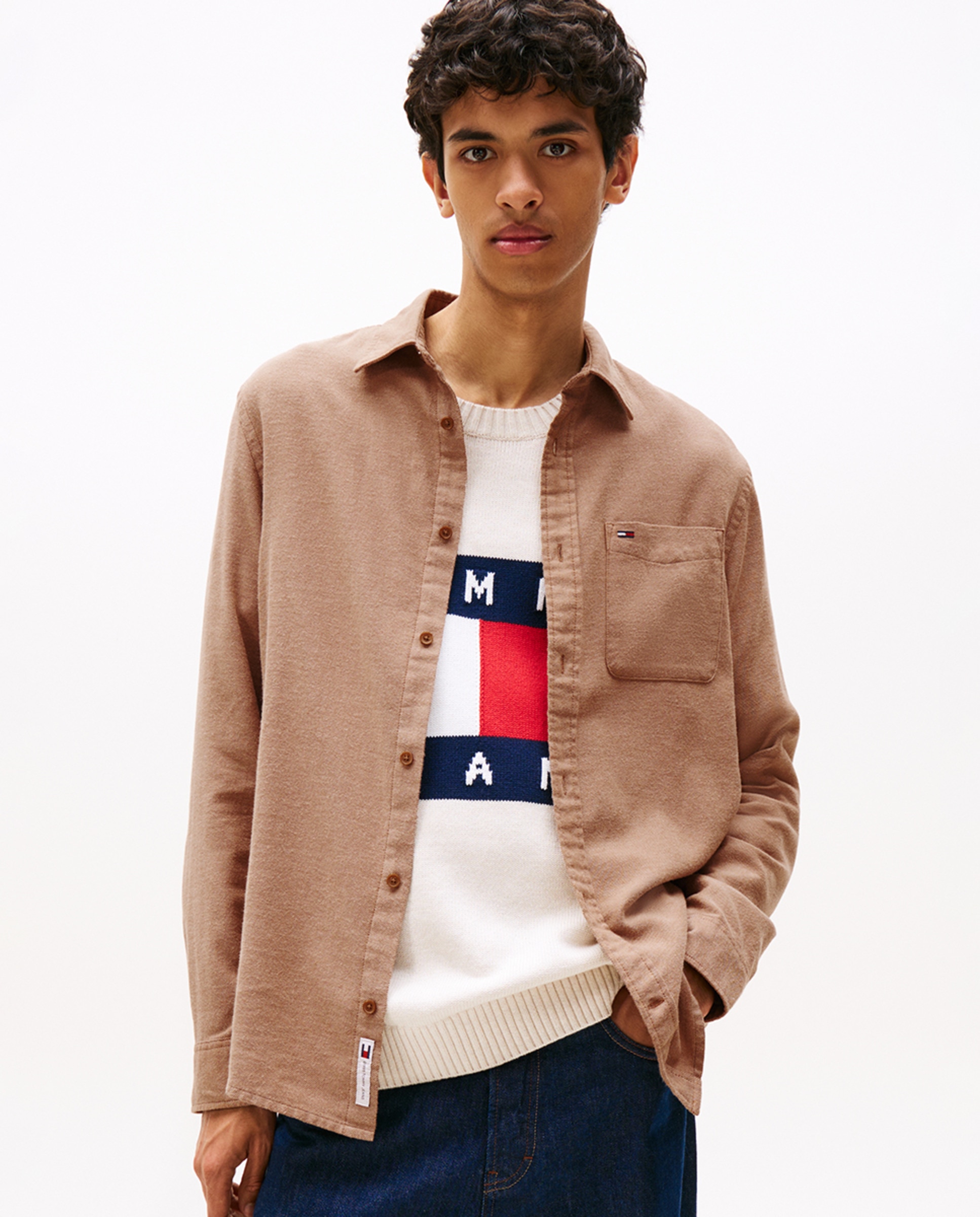 Camisa Regular Fit com Manga Comprida Castanho-1