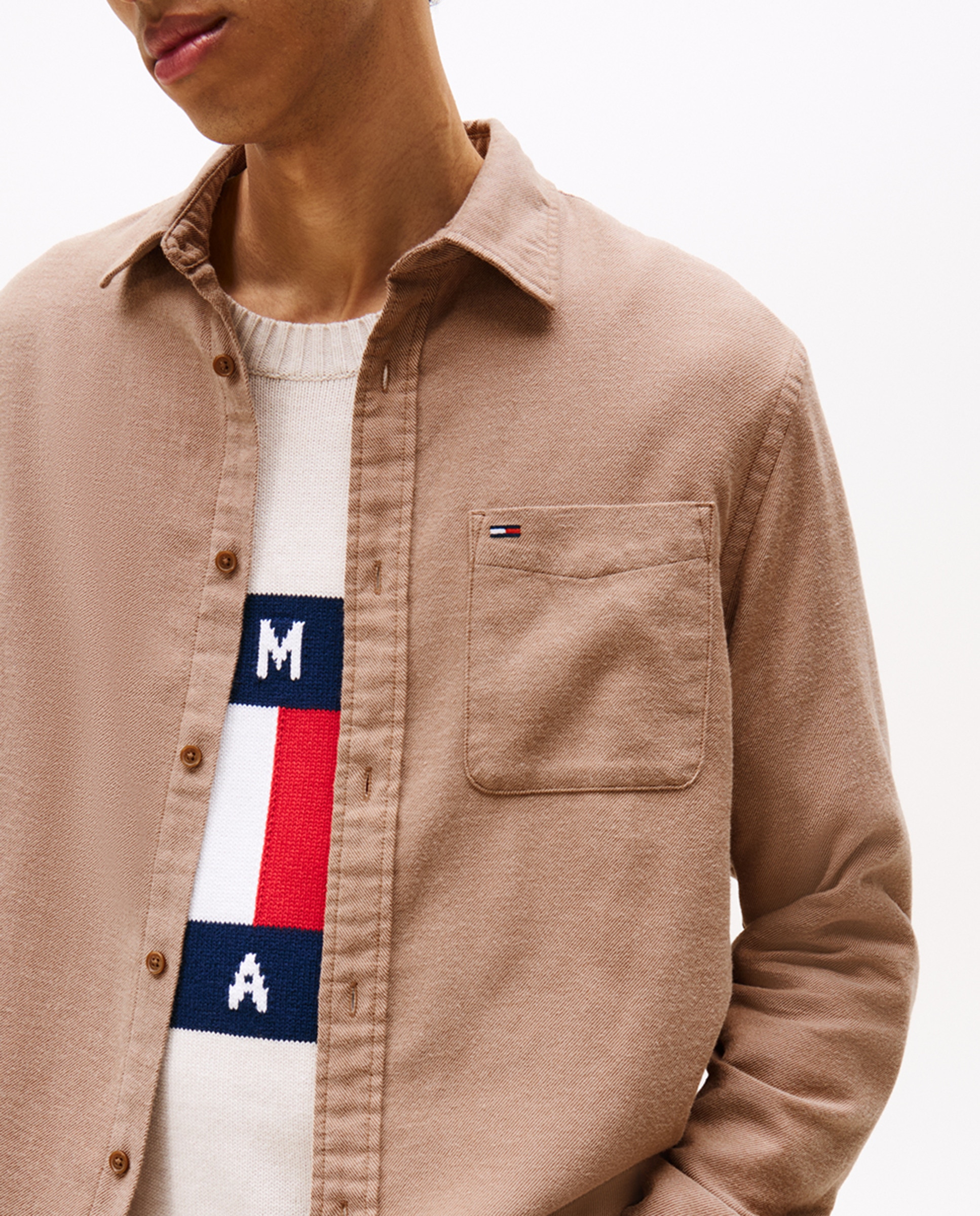 Camisa Regular Fit com Manga Comprida Castanho-3