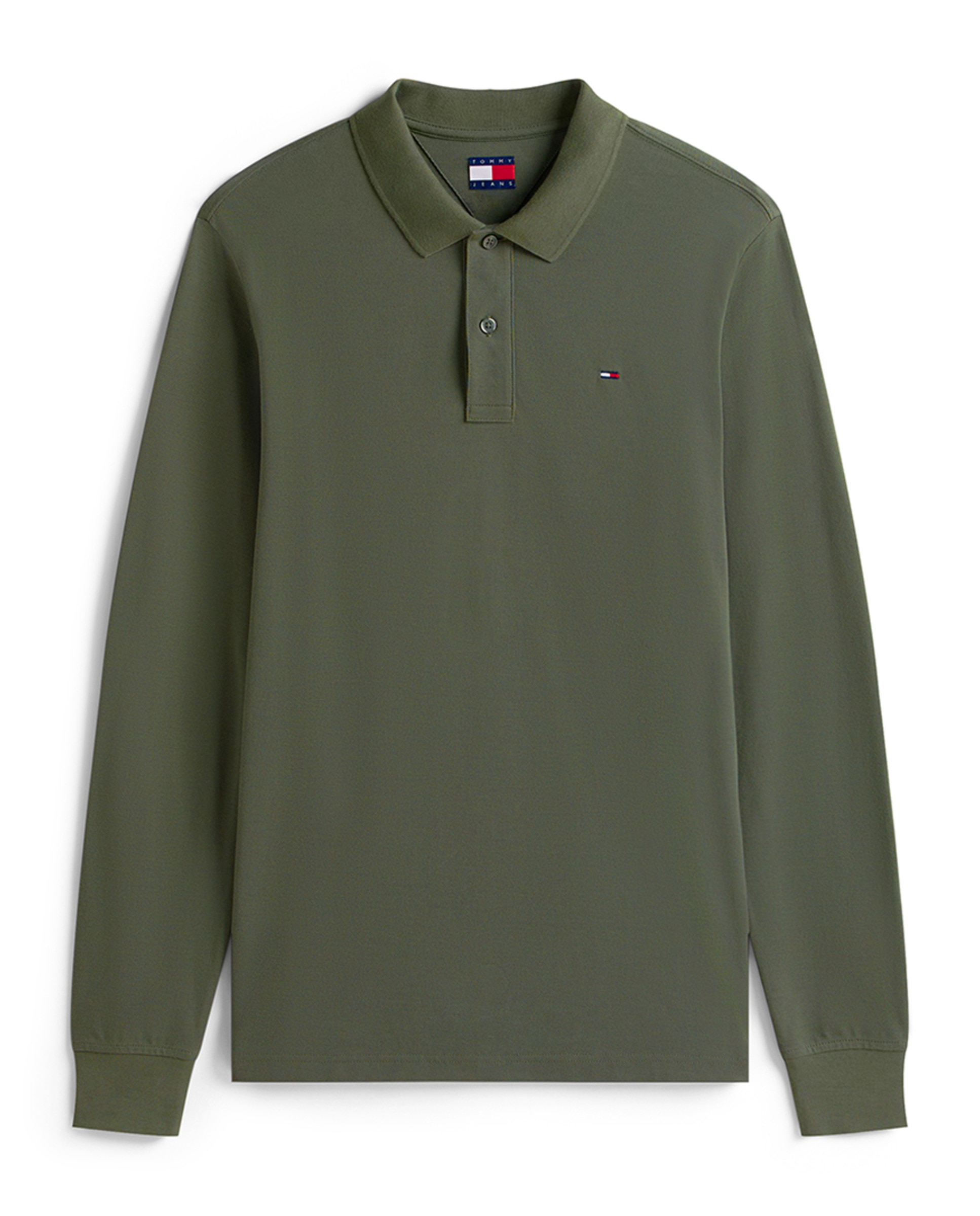 Polo Slim Fit de Manga Comprida Verde-escuro-4