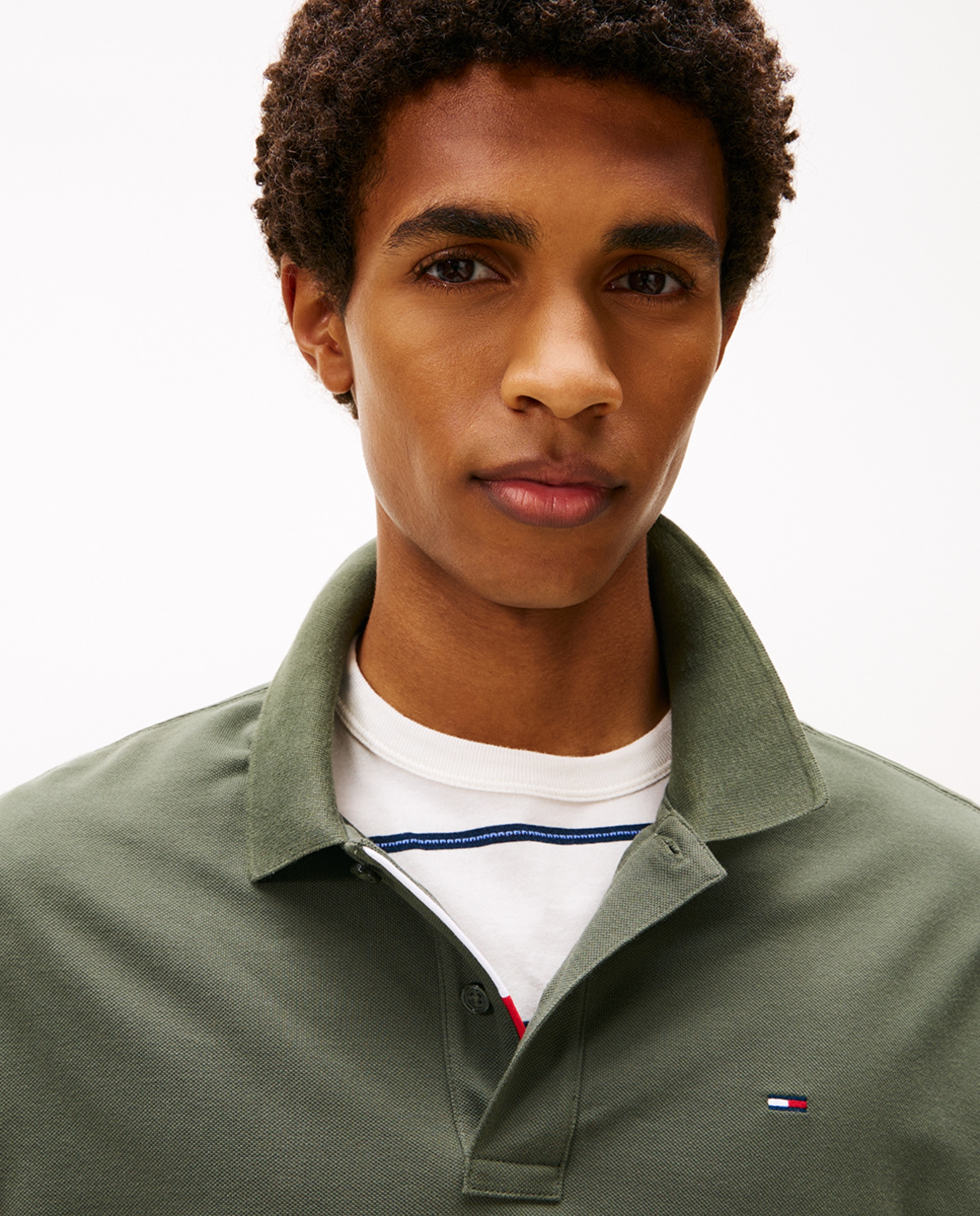 Polo Slim Fit de Manga Comprida Verde-escuro-3