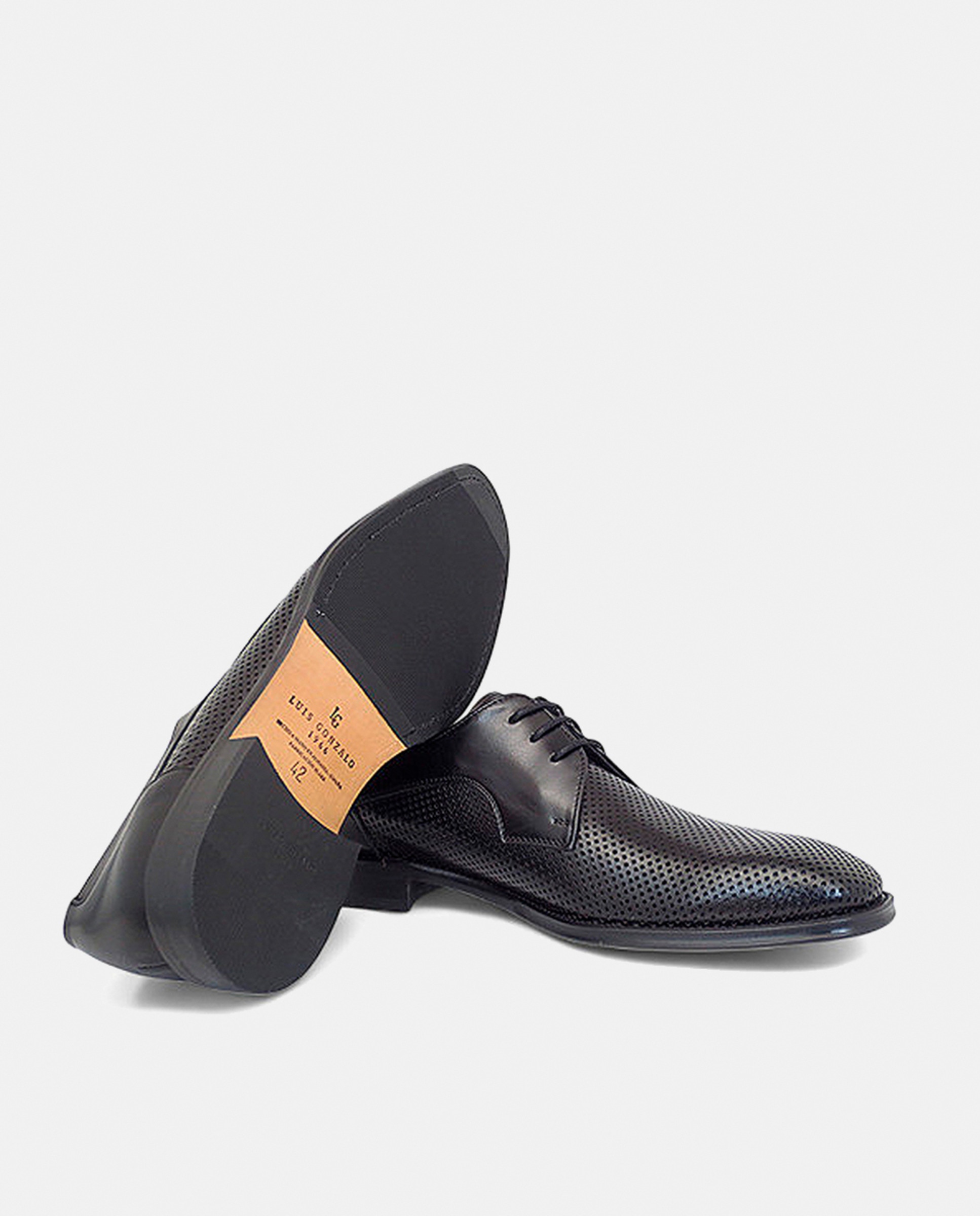 Sapatos Perfurados Tipo Bluchers em Pele Preto-4