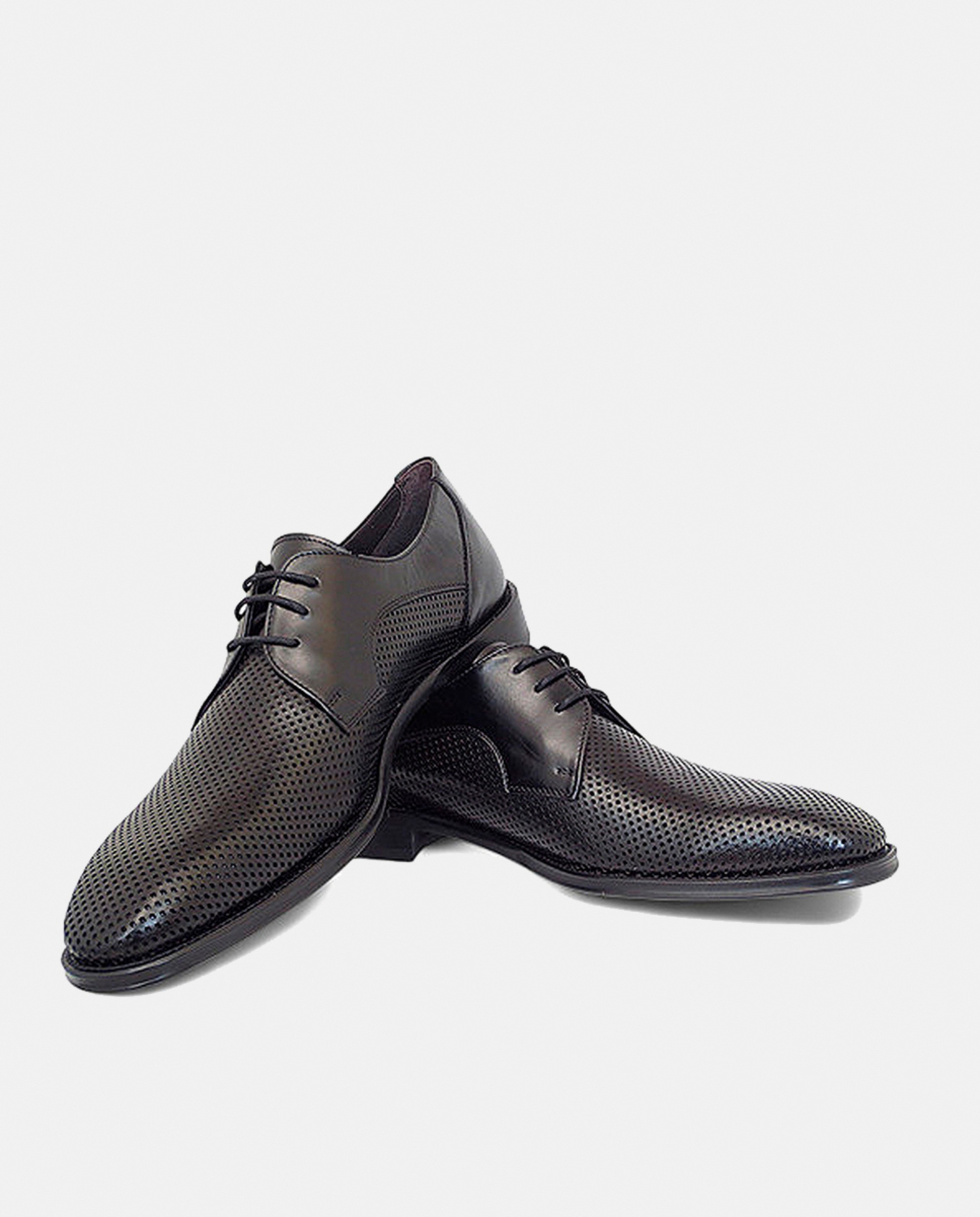 Sapatos Perfurados Tipo Bluchers em Pele Preto-3