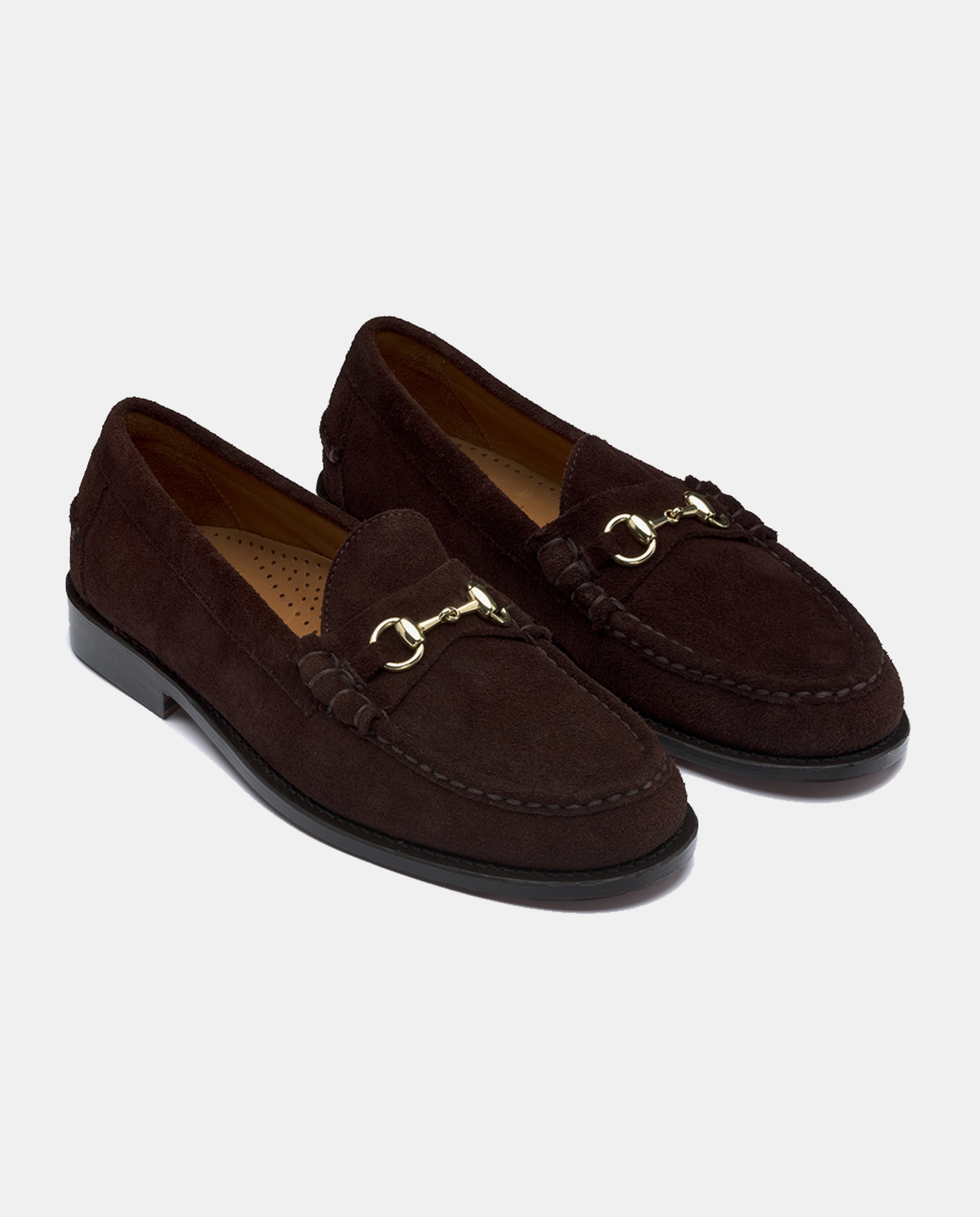 Mocassins com Fivela de Camurça Castanho-2