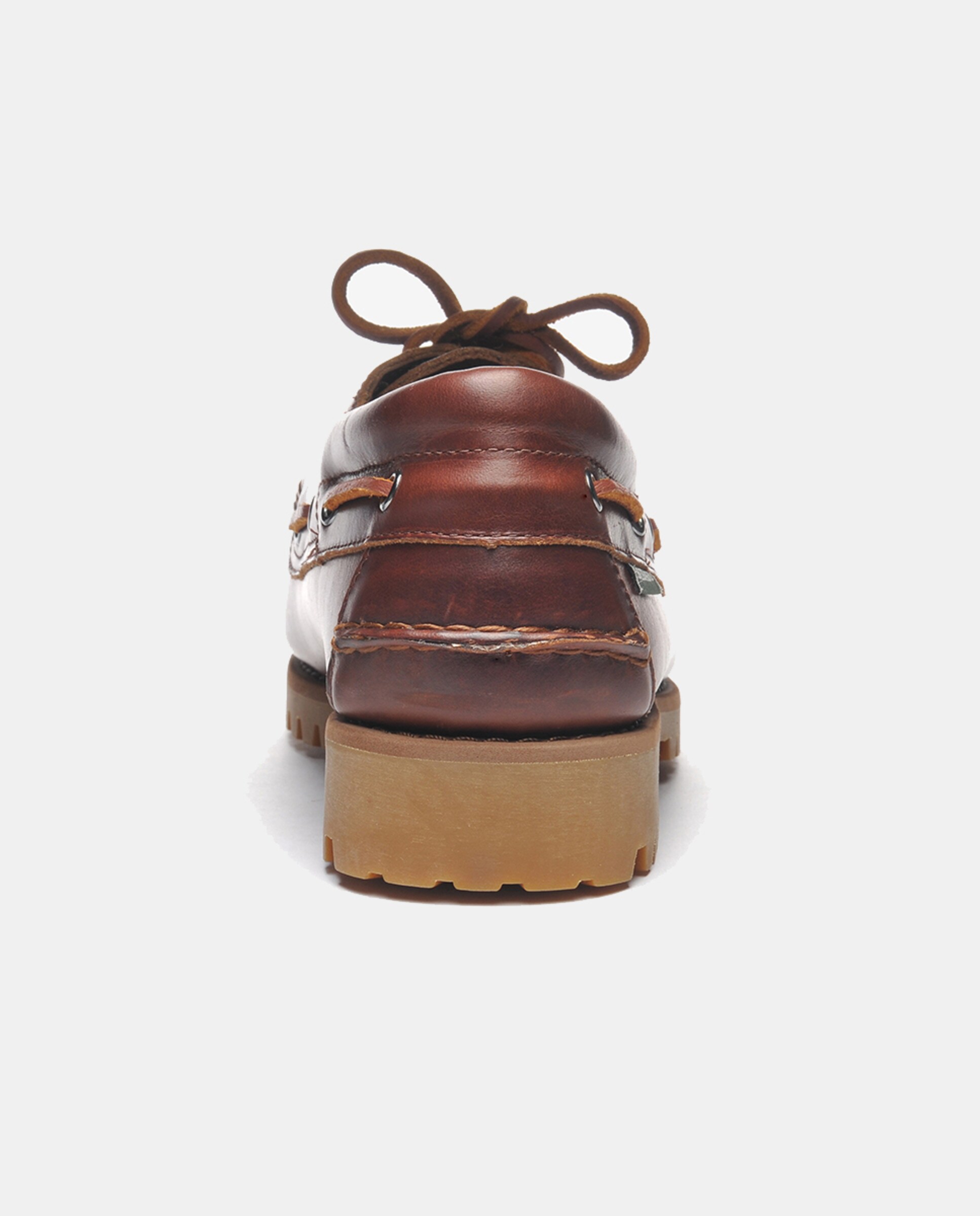 Mocassins em Pele Engordurada com Sola de Borracha Castanho-2