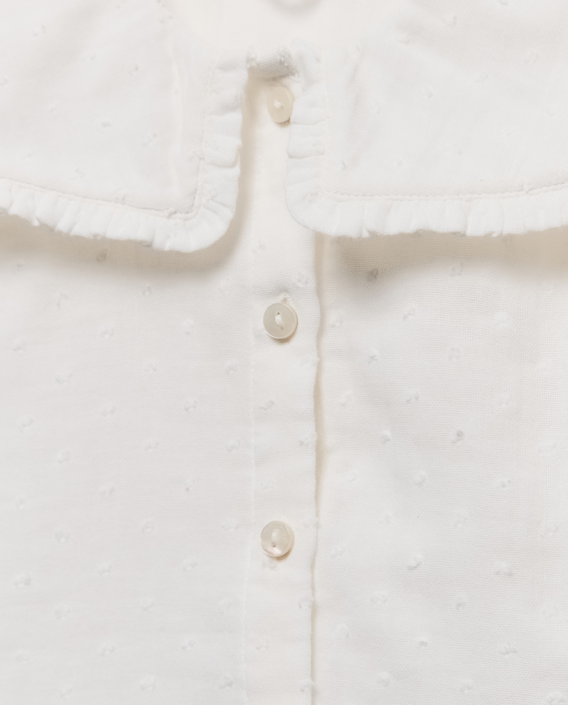 Blusa bebé niña de plumeti con cuello Blanco roto-3