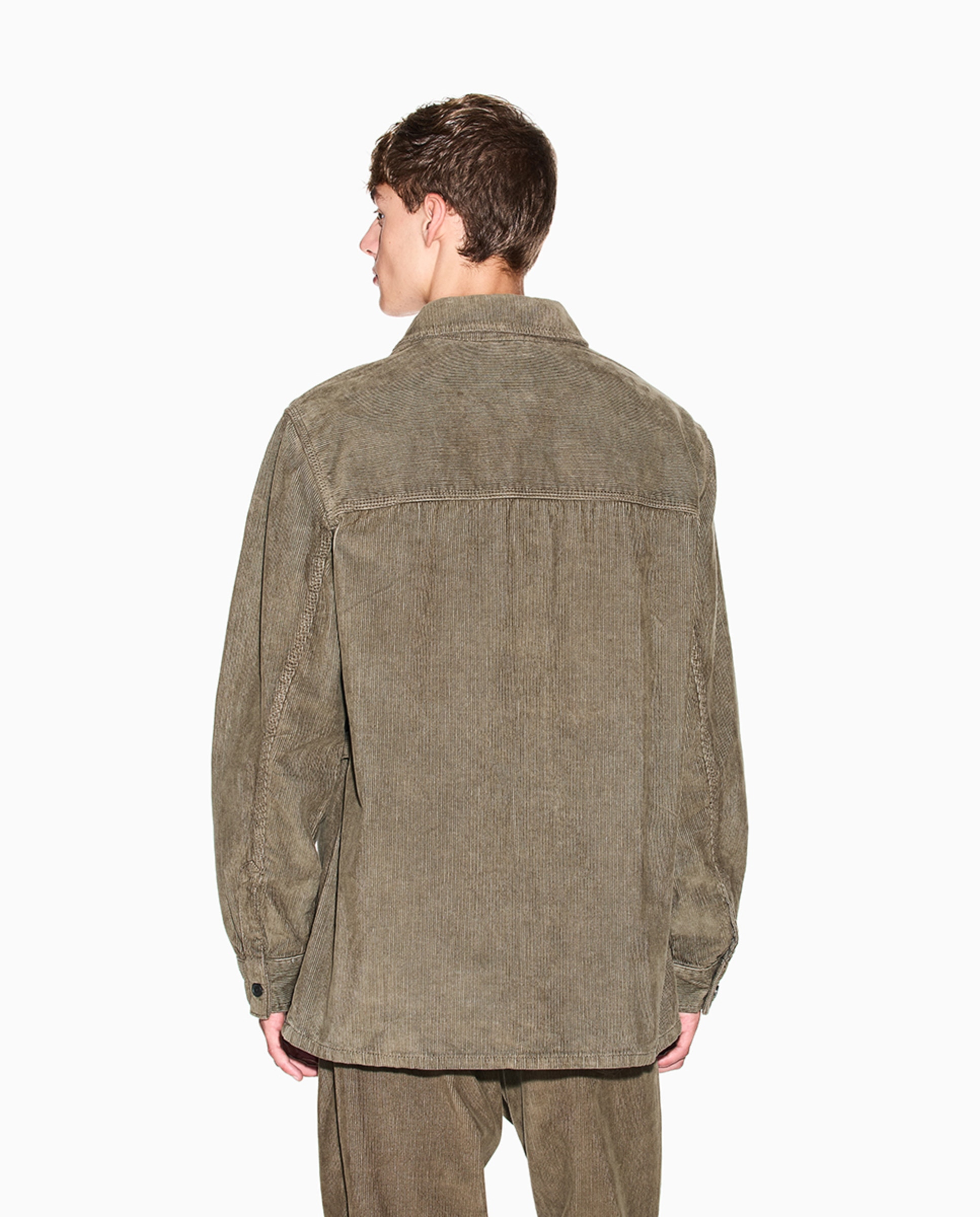 Camisa de Bombazina Regular Fit Verde-escuro-2