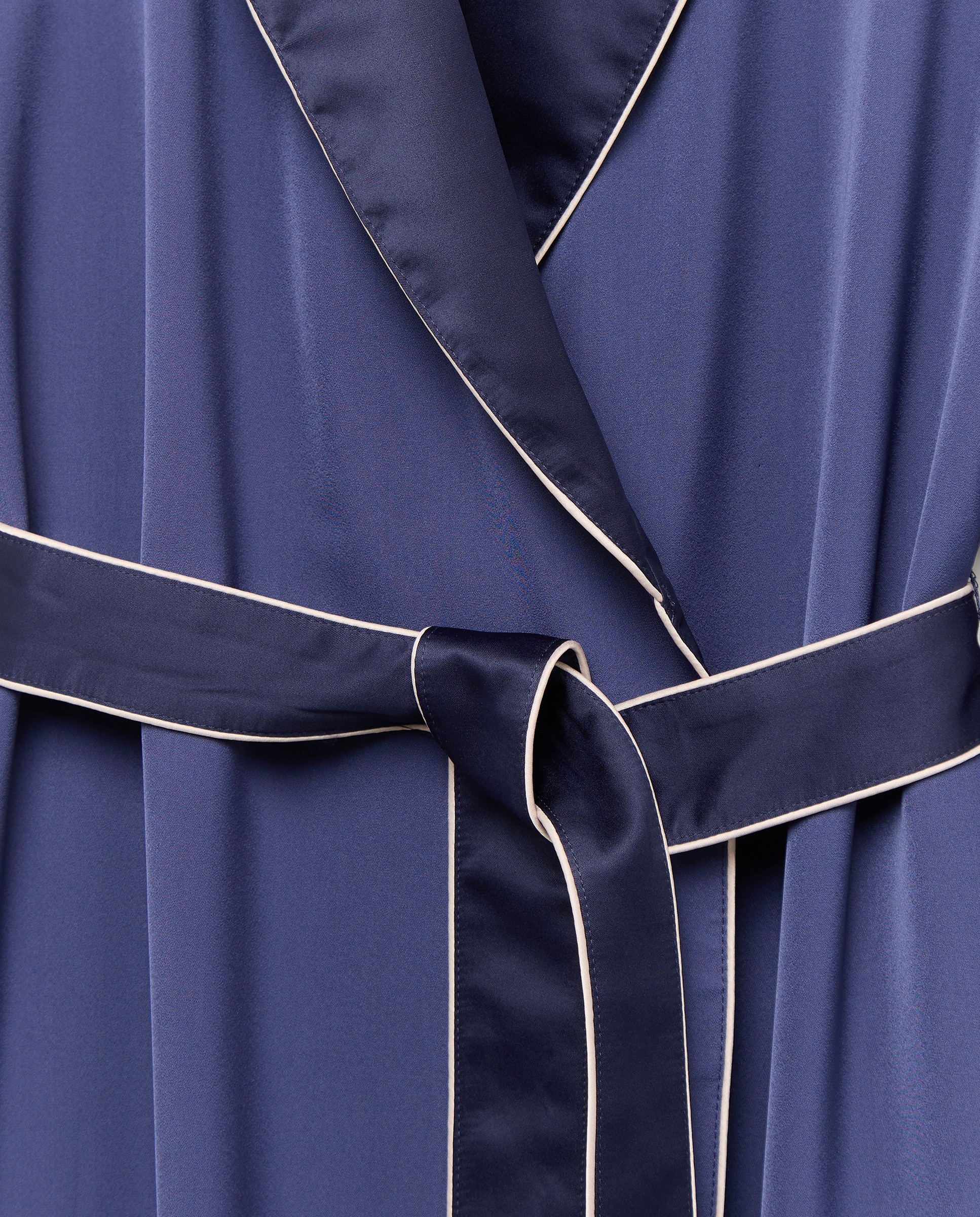 Robe Cruzado Estampado com Manga Comprida Azul Tinta-2