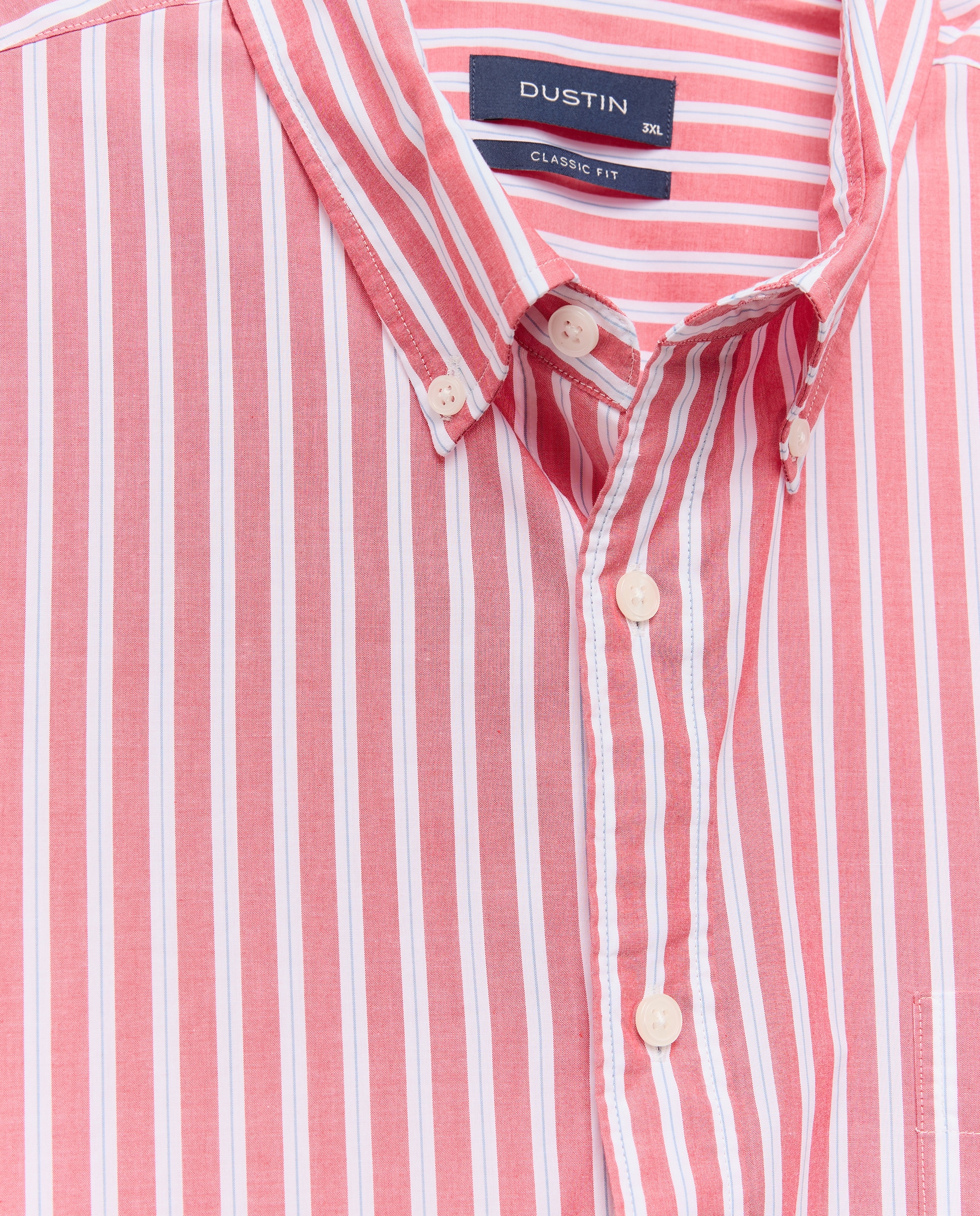 Camisa Casual Tamanhos Grandes de Popelina às Riscas Classic Fit 630 Coral-5